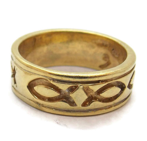 14K SOLID YELLOW FISH UNISEX RING!!