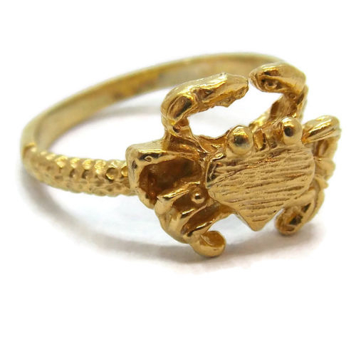 14K SOLID YELLOW GOLD LADIES CANCER ZODIAC RING!!