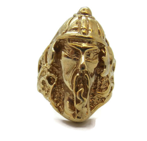 14K SOLID YELLOW SAMURAI WARRIOR MENS RING!!
