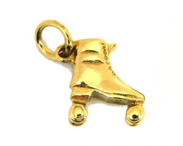 14K YELLOW GOLD ROLLER SKATE CHARM PENDANT