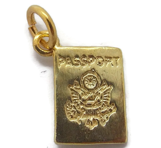 Passport Book Charm Pendant 14k Yellow Gold