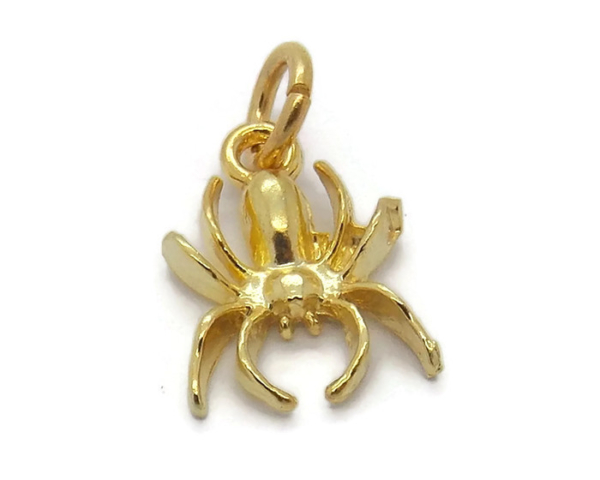 14K YELLOW GOLD SPIDER CHARM PENDANT!!