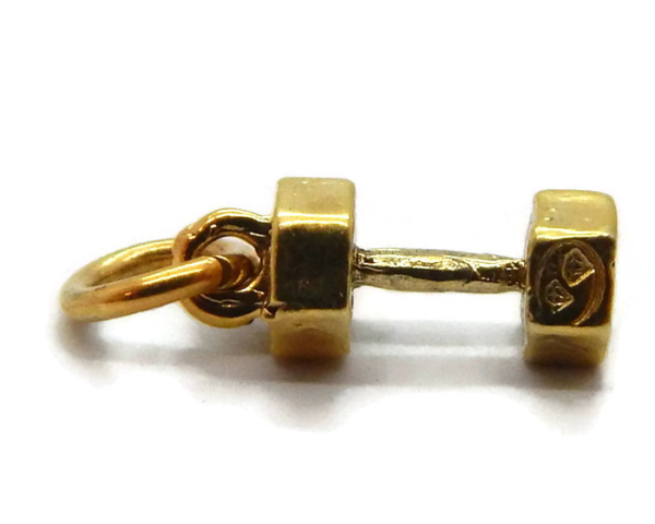 14K YELLOW GOLD DUMBBELL CHARM PENDANT!!