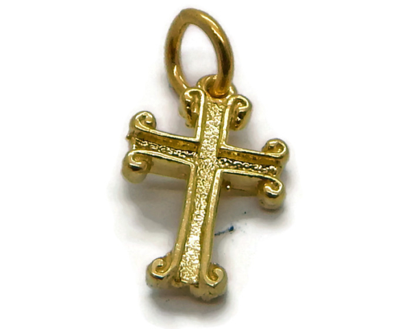 14K YELLOW GOLD CROSS CHARM PENDANT