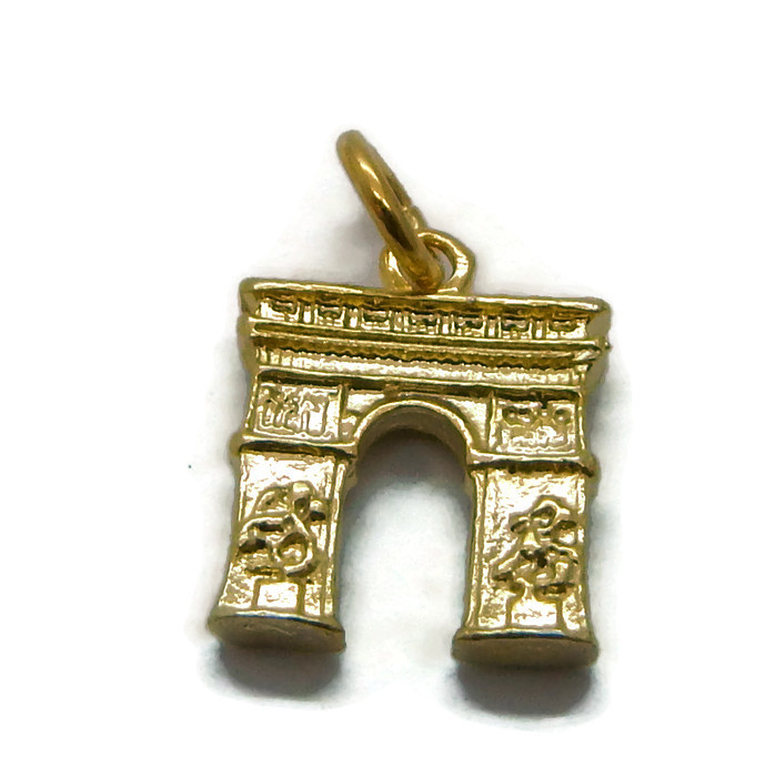 14K YELLOW GOLD ARC THE TRIOMPHE CHARM PENDANT!! - Twins Jewelry Store