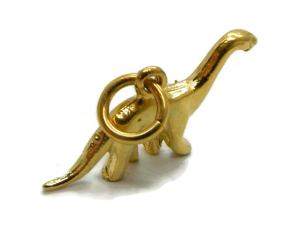 14K Yellow Gold Brontosaurus Dinosaur Charm Pendant