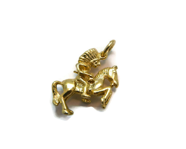 Riding Apache Charm Pendant Yellow Gold Charm Pendant