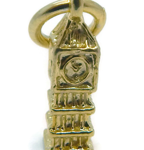 14K YELLOW GOLD CLOCK CHARM PENDANT!!