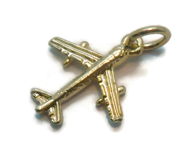 14K YELLOW GOLD AIRPLANE CHARM PENDANT!!