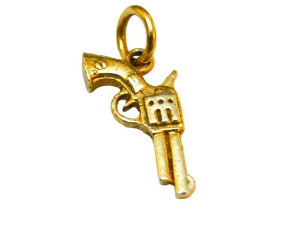 14K YELLOW GOLD GUN CHARM PENDANT!!