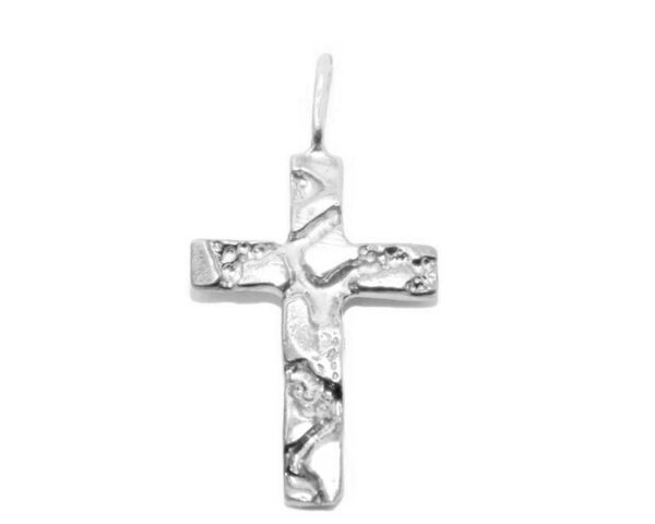 .925 STERLING SILVER NUGGET CROSS CHARM PENDANT