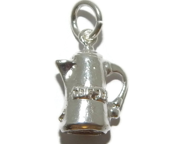 .925 STERLING SILVER COFFEE POT CHARM PENDANT!!