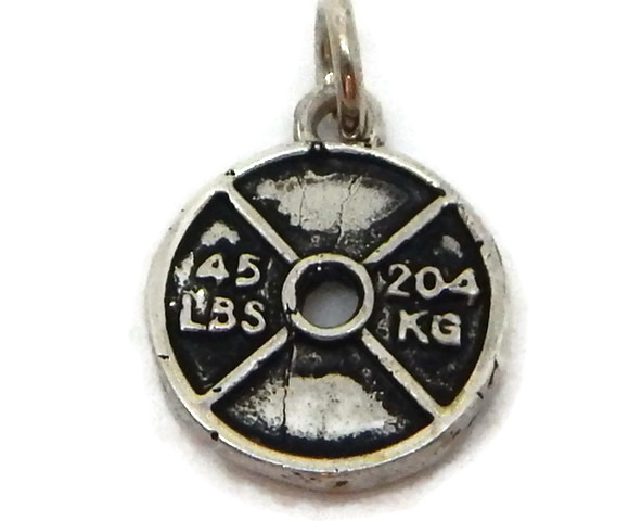 .925 STERLING SILVER DUMBBELL CHARM PENDANT!!