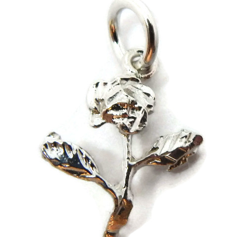 .925 STERLING SILVER ROSE CHARM PENDANT!!