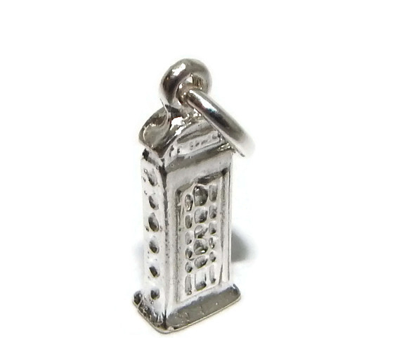 .925 STERLING SILVER TELEPHONE BOOTH CHARM PENDANT!!