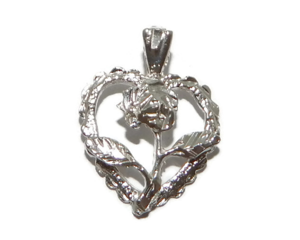 925 STERLING SILVER FLOWER HEART CHARM PENDANT!!