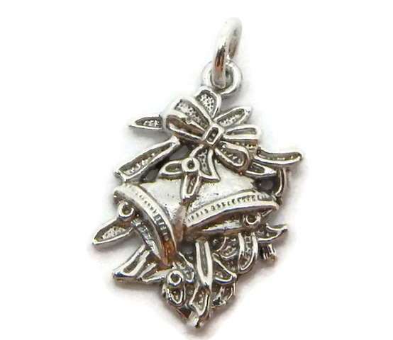 .925 STERLING SILVER CHRISTMAS BELLS CHARM PENDANT!!