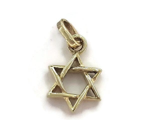 Star Of David Charm Pendant Yellow Gold!!