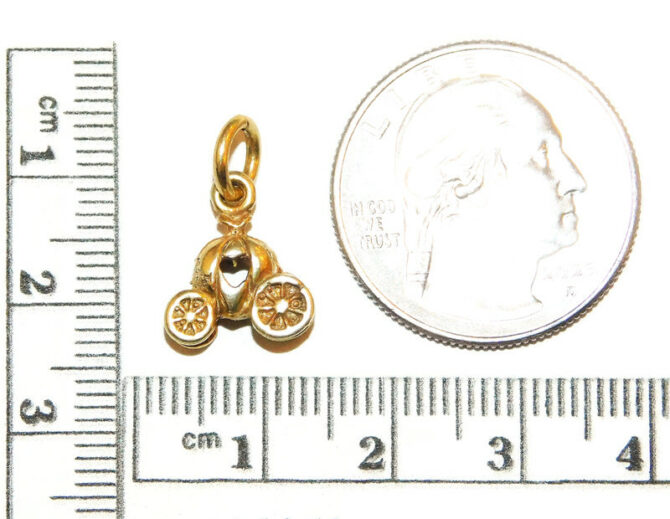 Cinderella Pumpkin Princess Carriage Charm Pendant Yellow Gold!! - Image 8