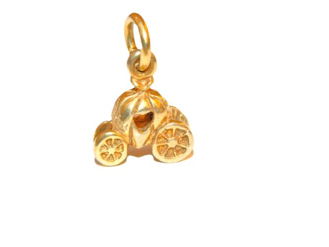 Cinderella Pumpkin Princess Carriage Charm Pendant Yellow Gold!!