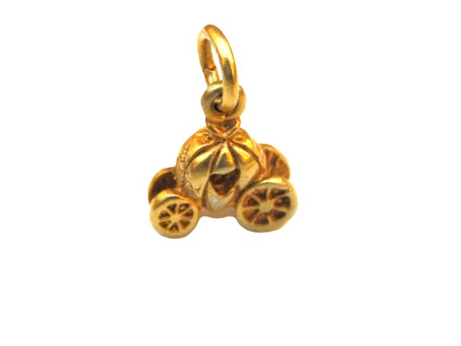 Cinderella Pumpkin Princess Carriage Charm Pendant Yellow Gold!! - Image 2