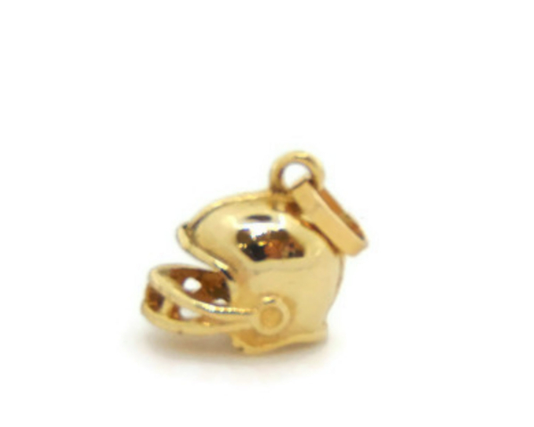 Football Helmet Charm Pendant Yellow Gold!!