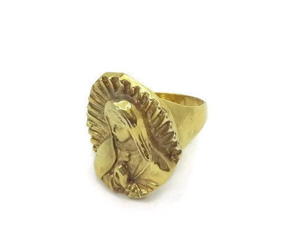 Yellow Gold Ring Virgin Mary (Virgen de Guadalupe) !!