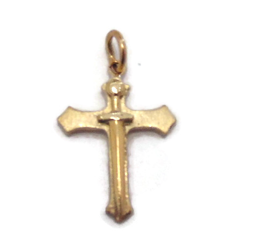 Cross With Spade Charm Pendant Yellow Gold!!