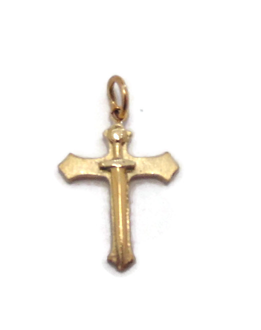 Cross With Spade Charm Pendant Yellow Gold!!