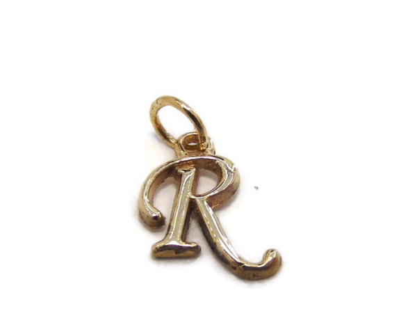Initial Letter R Charm Pendant Yellow Gold!!