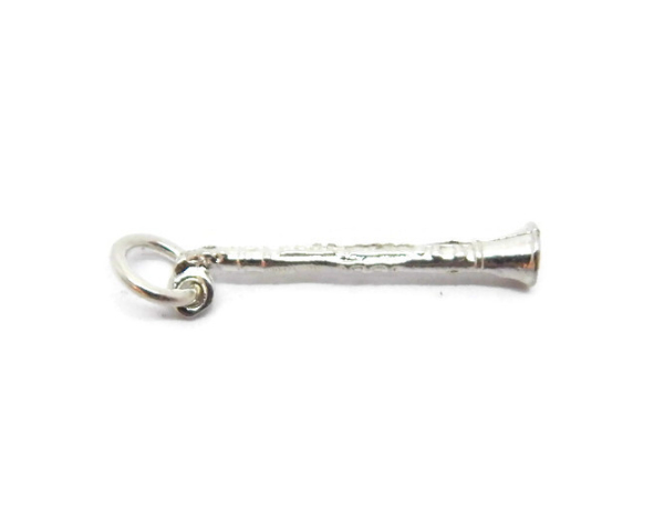 Musical Flute Pendant Charm .925 Sterling Silver