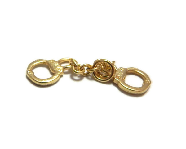 Police Handcuffs Pendant Charm 14k Yellow Gold!!