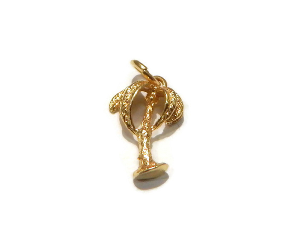 Palm Tree Pendant Charm 14k Yellow Gold!!