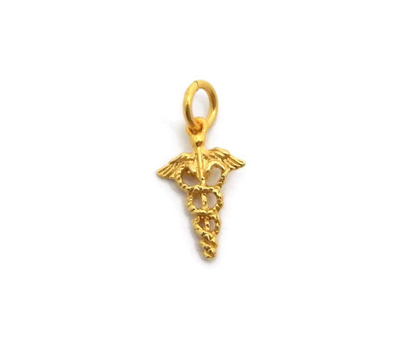Symbol of Medicine Pendant Charm 14k Yellow Gold!!