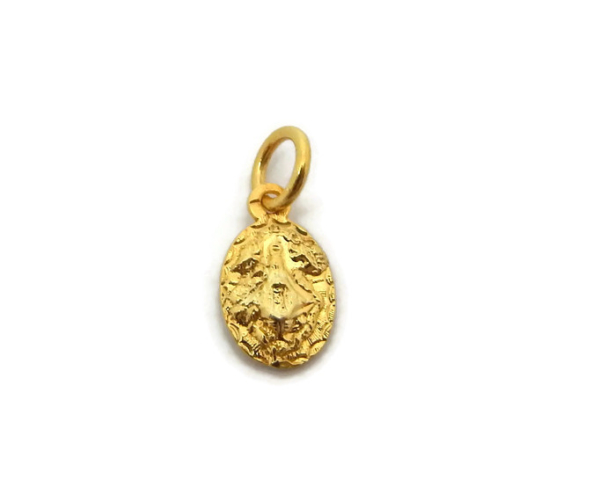 Medal Virgin Pendant Charm 14k Yellow Gold