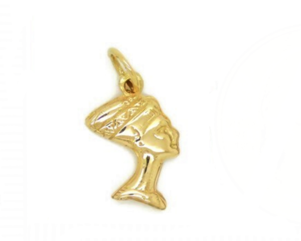 3D Egyptian Queen Nefertiti Head Charm Pendant 14k Yellow Gold!!