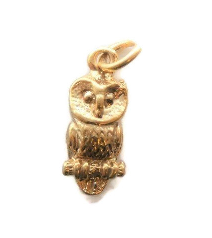 Owl (Buho) Charm Pendant 14k Yellow Gold!!