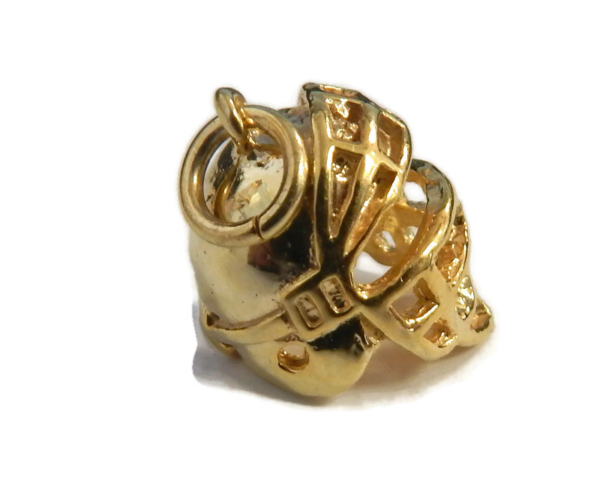Baseball Helmet Charm Pendant 14k Yellow Gold