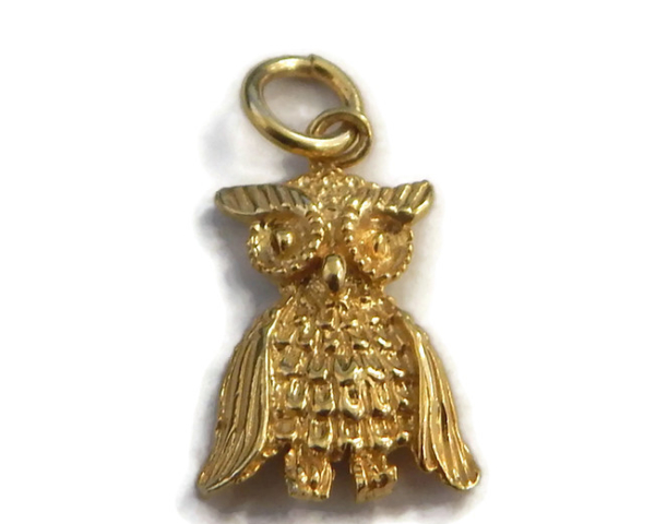Owl (Buho) Charm Pendant 14k Yellow Gold