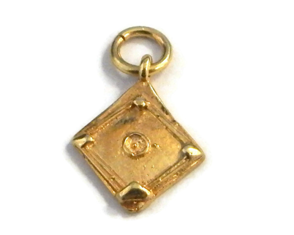 Baseball Base - Running Charm Pendant 14k Yellow Gold!!