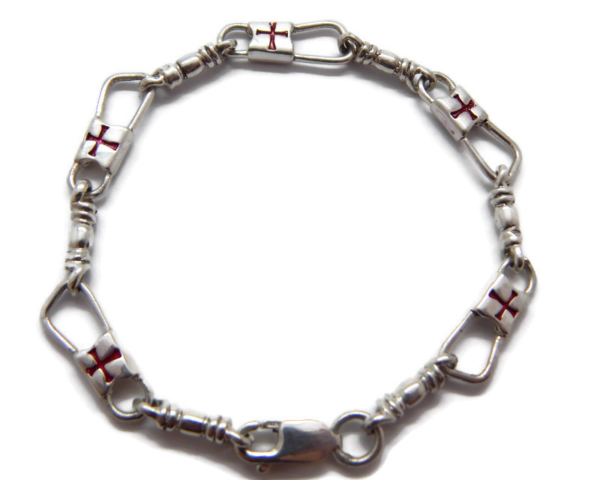 ACTS Bracelet Fishers of Men Sterling Silver  Maltese Cross Red New Style Design
