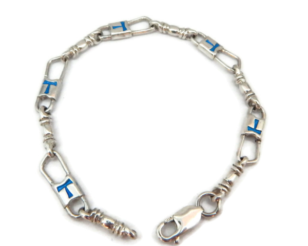 ACTS Bracelet Fishers of Men Sterling Silver  Tau Cross Blue Design