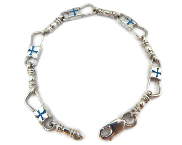 ACTS Bracelet Fishers of Men Sterling Silver Maltese Cross New Style Blue Design