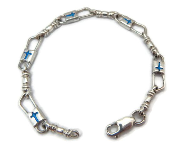 ACTS Bracelet Fishers of Men Sterling Silver Cross Blue Design