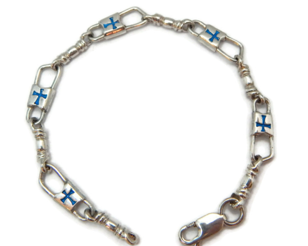 ACTS Bracelet Fishers of Men Sterling Silver Maltese Cross Blue Design