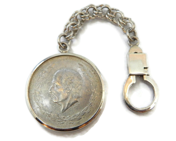 Collectors Key Ring, Key chain Silver Mexican Coin!!