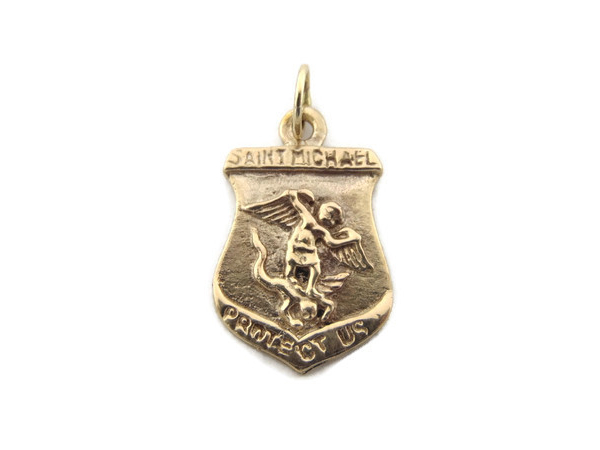 St. Michael Protect Us All Shield Charm Pendant