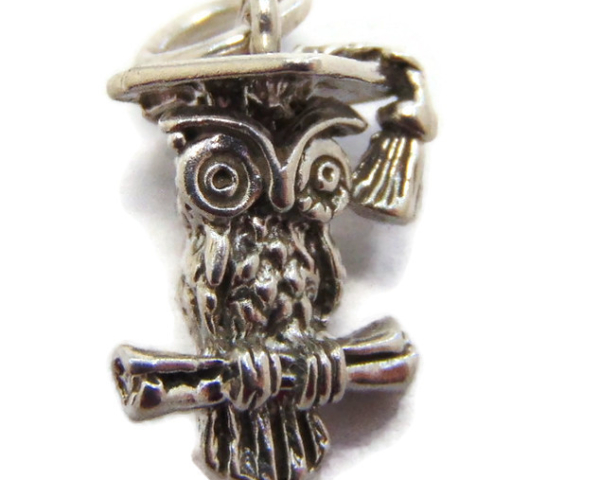 Graduation Owl (Buho) Charm Pendant .925 Sterling Silver!!