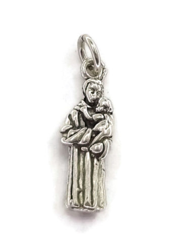 Saint Anthony (San Antonio) Charm Pendant .925 Sterling Silver.