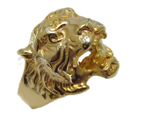 New! Tiger Men's Yellow Gold Ring!!